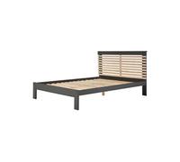 Lit 140x190cm + Tête de Lit Gris Anthracite et Naturel - LAUPELL -