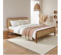 Lit 140x200 cannage marron avec tête de lit Terre de nuit ANNA - Marron noisette - Terre de Nuit