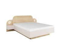 Vente-unique - Lit 160 x 200 cm - avec chevets et LEDs - Coloris : Beige et Naturel - DARTAGNO