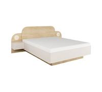 Vente-unique - Lit 160 x 200 cm - avec chevets et LEDs - Coloris : Beige et Naturel - DARTAGNO