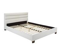 Lit 160 x 200 cm - Simili - Blanc - FAUSTIN