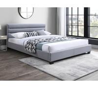 Lit 160 x 200 cm - Tissu - Gris + Matelas - FAUSTIN