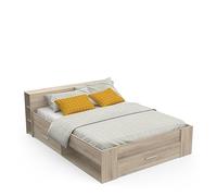 Demeyere – Lit 160x200 – Style contemporain, 3 tiroirs, coloris chêne
