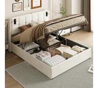 Lit 160x200 avec Sommier et LED, lits Coffre 160x200 avec Tete de Lit et Espace de Rangement, lit Double Rembourré avec à Lattes Lits 2 Personnes, Cadre de Lits 160 x 200, sans Matelas,velours