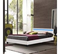 angel Solide et Confortable Lit 160x200 avec Sommier+Tête de Lit avec Eclairage LED Couleur BLANC