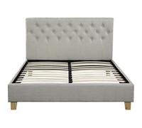 Lit 167 x 219 x 102 cm en contreplaque sommier a lattes pour 2 personnes de couleur beige