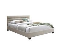 Lit 180 x 200 cm - Tissu - Beige - FAUSTIN