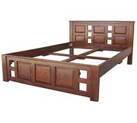 Lit 180x200 - Bois Massif d'acacia laqué (Nougat) - Style Colonial - Oxford #253