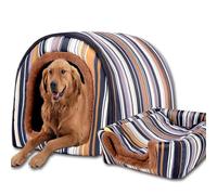 Lit 2 en 1 chaud pour chien - Grande grotte imperméable et amovible - Anti-anxiété - Pour intérieur et extérieur - 60 x 48 x 42 cm - G
