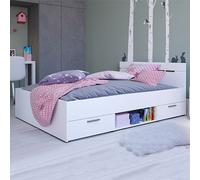 Demeyere, Lit Michigan, Avec Rangements, Blanc mat, 140 x 190 cm, Fabriqué en France, Garantie 2 ans
