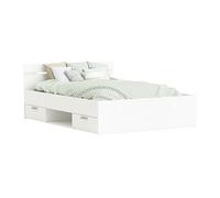 Lit 2 Personnes Avec Rangements 140x200 Cm Blanc Mat Blanc