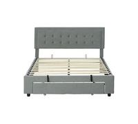 Lit 2 places 140x200 en bois coffre matelas sommier tete de lit tiroir - sommier coffre gris