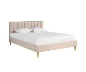 Lit 2 places 160x200 cm en tissu beige DIANE