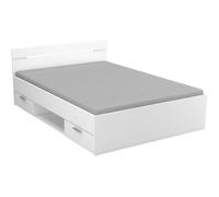 Lit 2 places avec rangements en bois coloris blanc mat - 144,5 x 74,2 x 204,3 cm