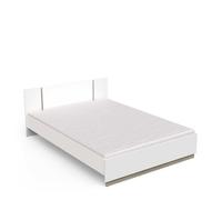 Lit 2 places couchage 140x/200 couleur blanc mat / chêne - Largeur 148,3 x Profondeur 204,3 x Hauteur 71,7 cm