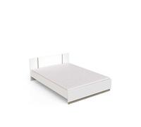 PEGANE Lit 2 Places Couchage 140x/200 Couleur Blanc Mat/chêne - Largeur 148,3 x Profondeur 204,3 x Hauteur 71,7 cm