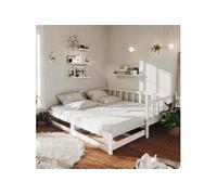 vidaXL Lit coulissant 2x(90x200) cm Blanc Bois de pin massif 3083710