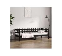 Vidaxl Lit De Jour Noir 90x200 Cm Bois De Pin Massif Marron