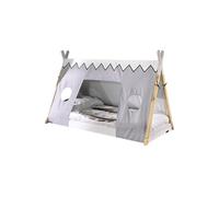 Lit 206 x 106.5 x 134 cm en toile cadre a lattes de couleur bois