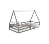 IDIMEX Lit cabane SILA 90x200 cm, lit Simple Enfant 1 Place Type Montessori, en pin Massif Gris