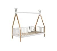 Lit 206 x 96 x 189 cm en pin cadre a lattes de couleur blanc