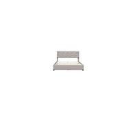 Lit 210 x 165.5 x 100 cm en simili cadre a lattes pour 2 personnes de couleur gris