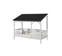 Lit altobuy 214 x 106 x 174 cm en bois cadre a lattes de couleur noir Blanc G