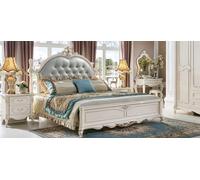Lit 2x table de nuit 3 pcs. chambre à coucher ensemble en bois véritable moderne de luxe baroque rococo