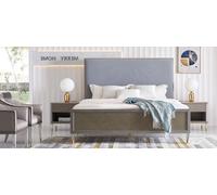 Lit 2x Table de nuit 3pcs Chambre à coucher Set Design Moderne Luxe Lits Groupe Nouveau