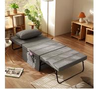 Lit 4-en-1 - Appoint/Pliant/Fauteuil Ottoman - Matelas 8cm - 5 hauteurs réglables - Acier - 188 x 75 x 38 cm