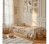 LIT 70x140 PILOU avec sommier / Blanc et Bois clair