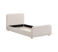 Lit 90 x 190 cm - Tissu bouclette avec coutures verticales - Blanc - ROGADI