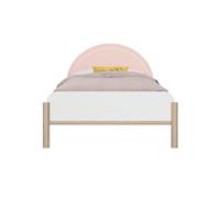 Lit 90cm x 190cm avec éclairage led et tête de lit rose en mélaminé