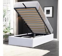 Lit 90x190 Coffre Gris - 12 Lattes - Montage Rapide et Facile - Revêtement PVC Simili Facile d'Entretien - Confort Optimal - Meuble Rangement Pratique - LIT MANON BLANC