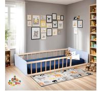 WEBER INDUSTRIES Lit 90x190 Pilou avec sommier, Blanc et Bois