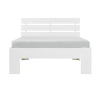 Homestyle4u Lit simple en bois 2190 – 90x200, sommier à lattes, pin massif – Blanc