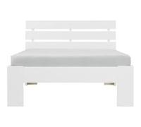 Homestyle4u Lit simple en bois 2190 – 90x200, sommier à lattes, pin massif – Blanc