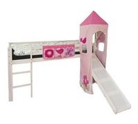 Lit D'Enfant Superposé 90x200 Mezzanine avec Toboggan Cadre de Bois Homestyle4u