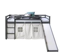 Lit 90x200 cm gris avec toboggan