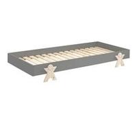Lit 90x200 cm pin massif gris et bois clair Fernando Gris G