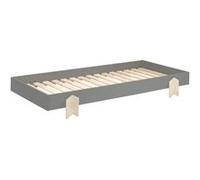Lit 90x200 cm pin massif gris et bois clair Ridulo Gris G
