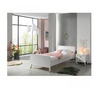 Vipack Lit enfant Billy 90 x 200 cm + chevet en bois blanc satin BICO0214