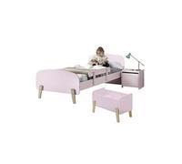 Lit 90x200cm avec Barrière + Chevet + Coffre - BODHI PINK -