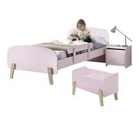 Lit 90x200cm avec Barrière + Chevet + Coffre - BODHI PINK - ALTOBUY Rose G