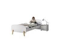 Lit 90x200cm avec Barrière de Lit + Chevet - BODHI WHITE -