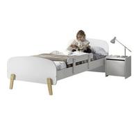 BODHI WHITE - Lit 90x200cm avec Barrière de Lit + Chevet -