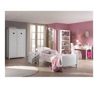 MILADY - Lit 90x200cm avec Sommier + Chevet + Armoire 2P + Pack Bureau - Altobuy Blanc