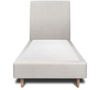 Lit 90x200cm avec tête de lit tapissier velours et sommier tapissier gris clair - Sommeil de plomb Gris clair G