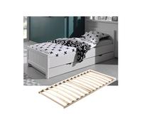 GASTON - Lit 90x200cm avec Tiroir de Lit et Sommier - Altobuy Blanc