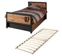 Lit 90x200cm avec Tiroir en Pin Massif et Sommier - TCHAD - ALTOBUY Marron G